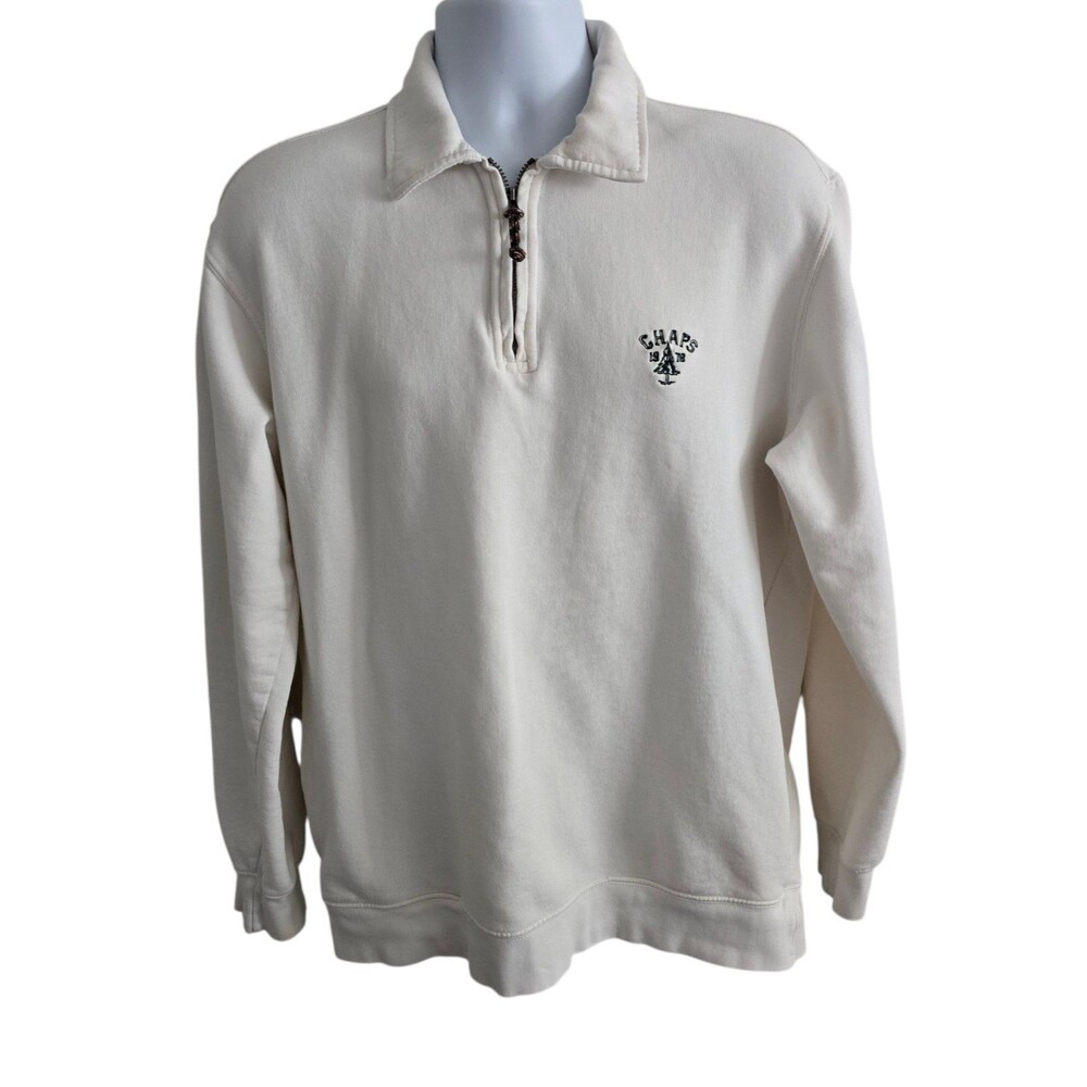 Chaps Ralph Lauren Vintage 1/4 Zip Pullover Sweatshirt Mens Large 100% Cotton